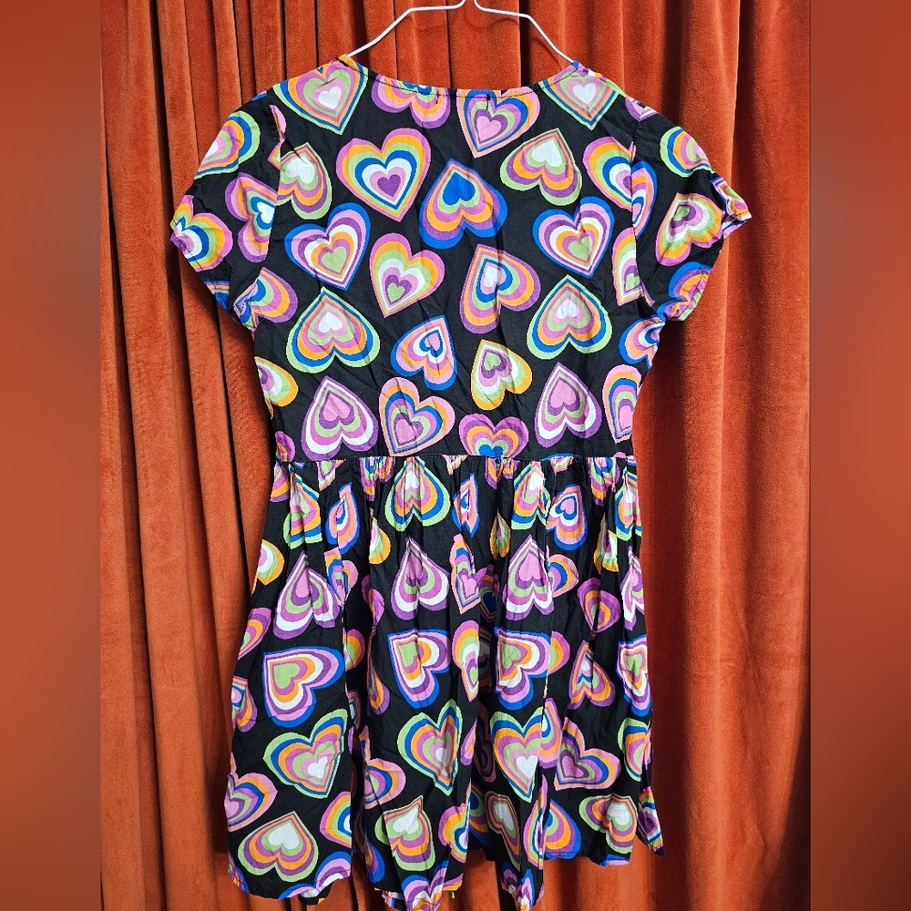 Groovy Heart Pattern Babydoll Dress